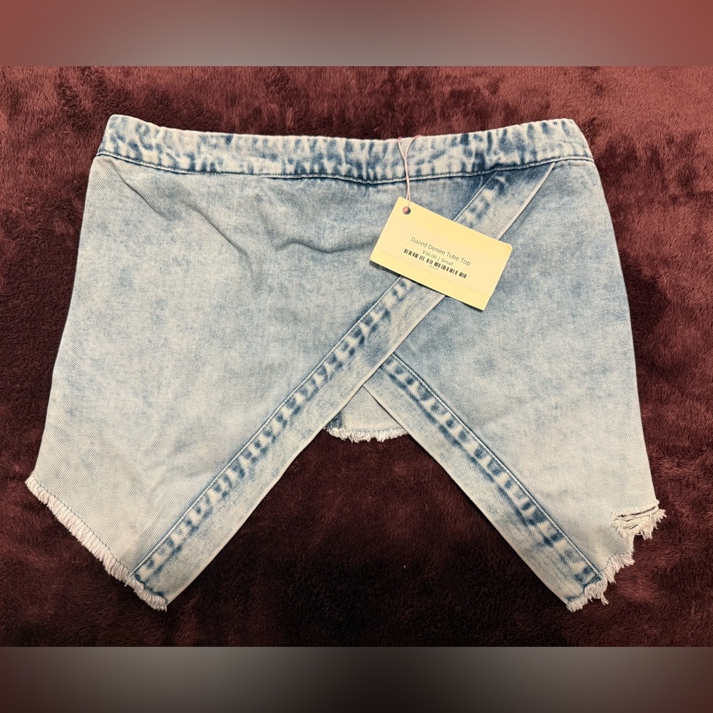 Light Blue Denim Tube Top